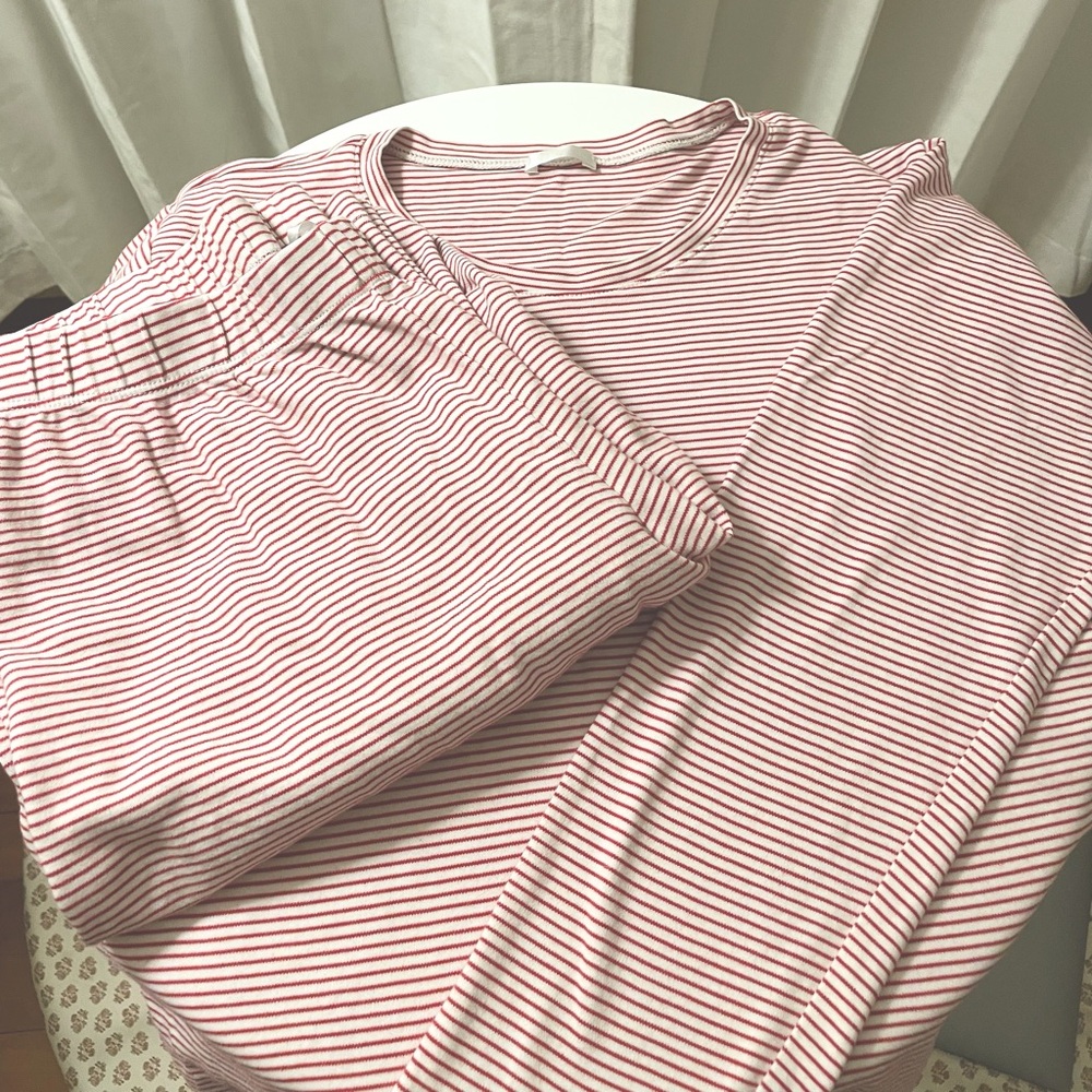 EUC Set of LAKE Pajamas - Size M - Top and Bottom - Red and White Striped